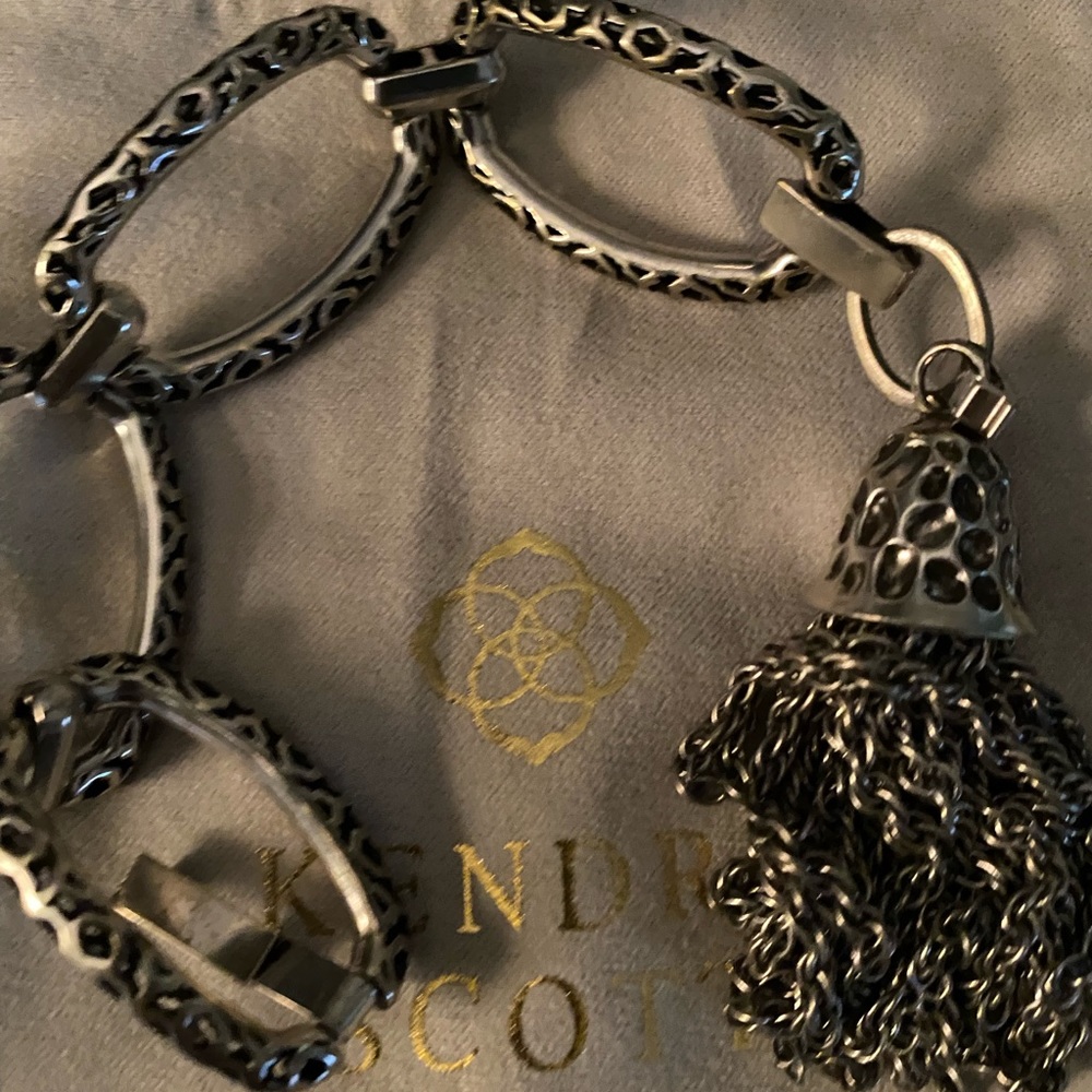 Silver tassel KS bracelet